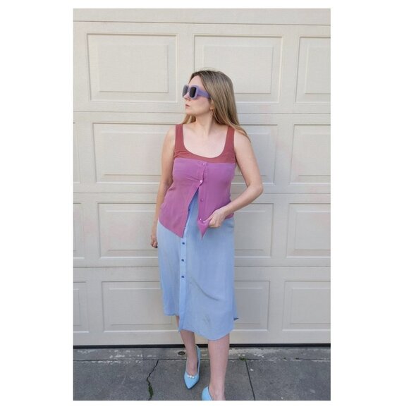 SIES MARJAN 100% Silk Colorblock Dress - Picture 1 of 7